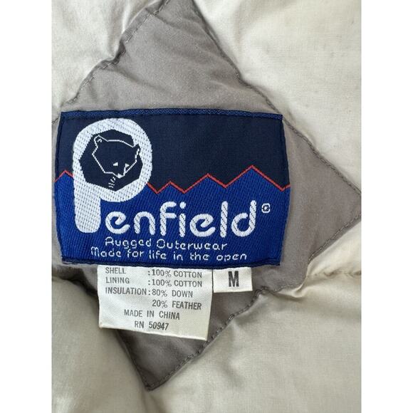Penfield Down Vest Tan Winter Outdoors Pockets Sleeve Snow Guards Rugged Medium - Picture 4 of 10
